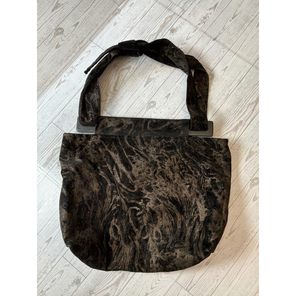 Unbranded Shoulder Bag Womens Large Brown Marbled Velvet Whimsigoth Boho Grunge
